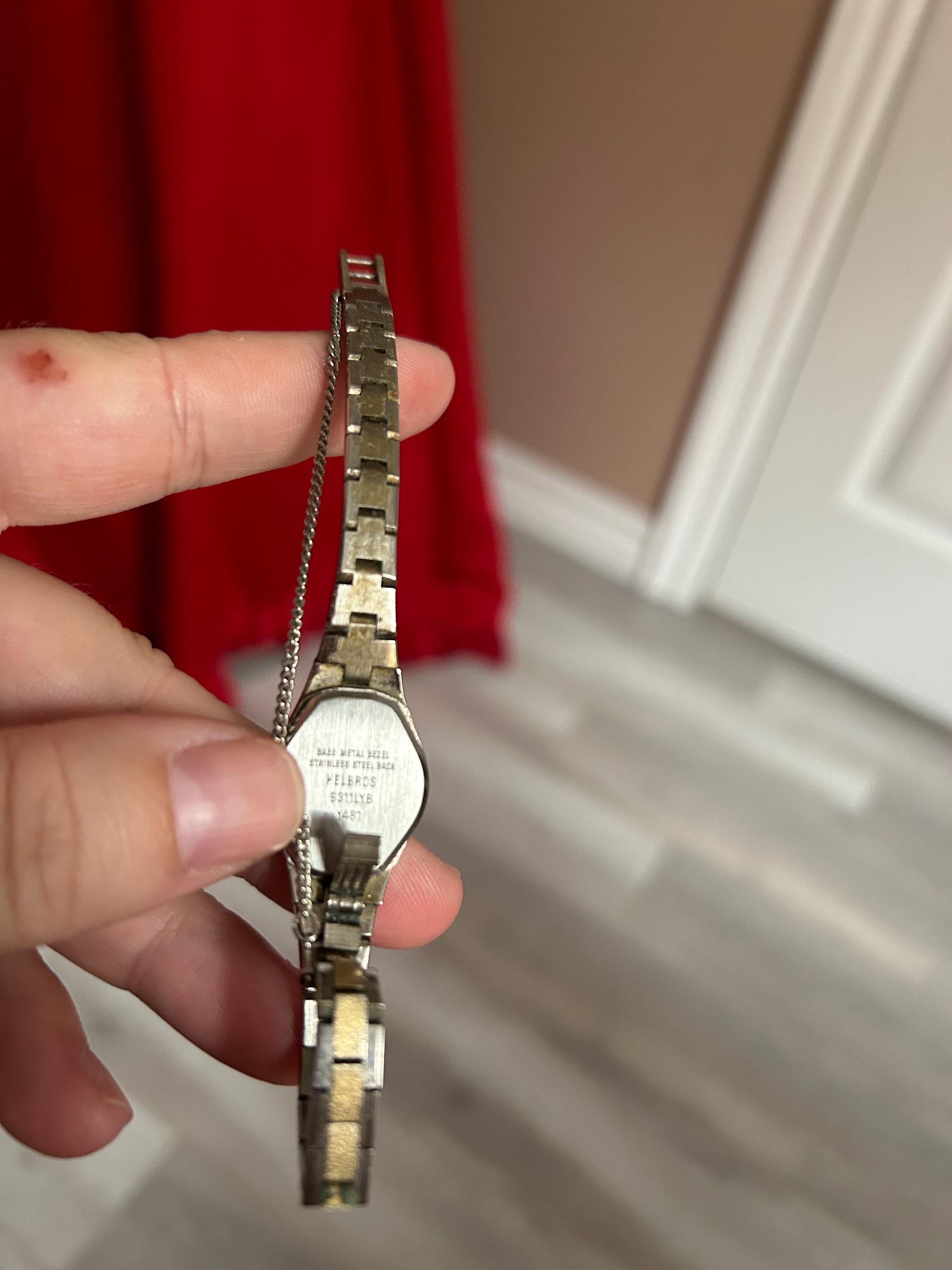 Vintage Helbros Ladies Watch: Silver Band, Stainless Steel 