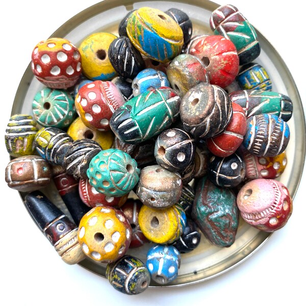 Large vintage wood beads, DIY necklace jewelry, teenager birthday gift, making jewelry craft kit supplies, wood beads