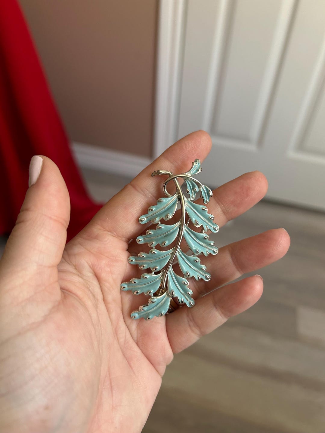 ヴィンテージ コロ ブルーリーフ ブローチ - Etsy 日本