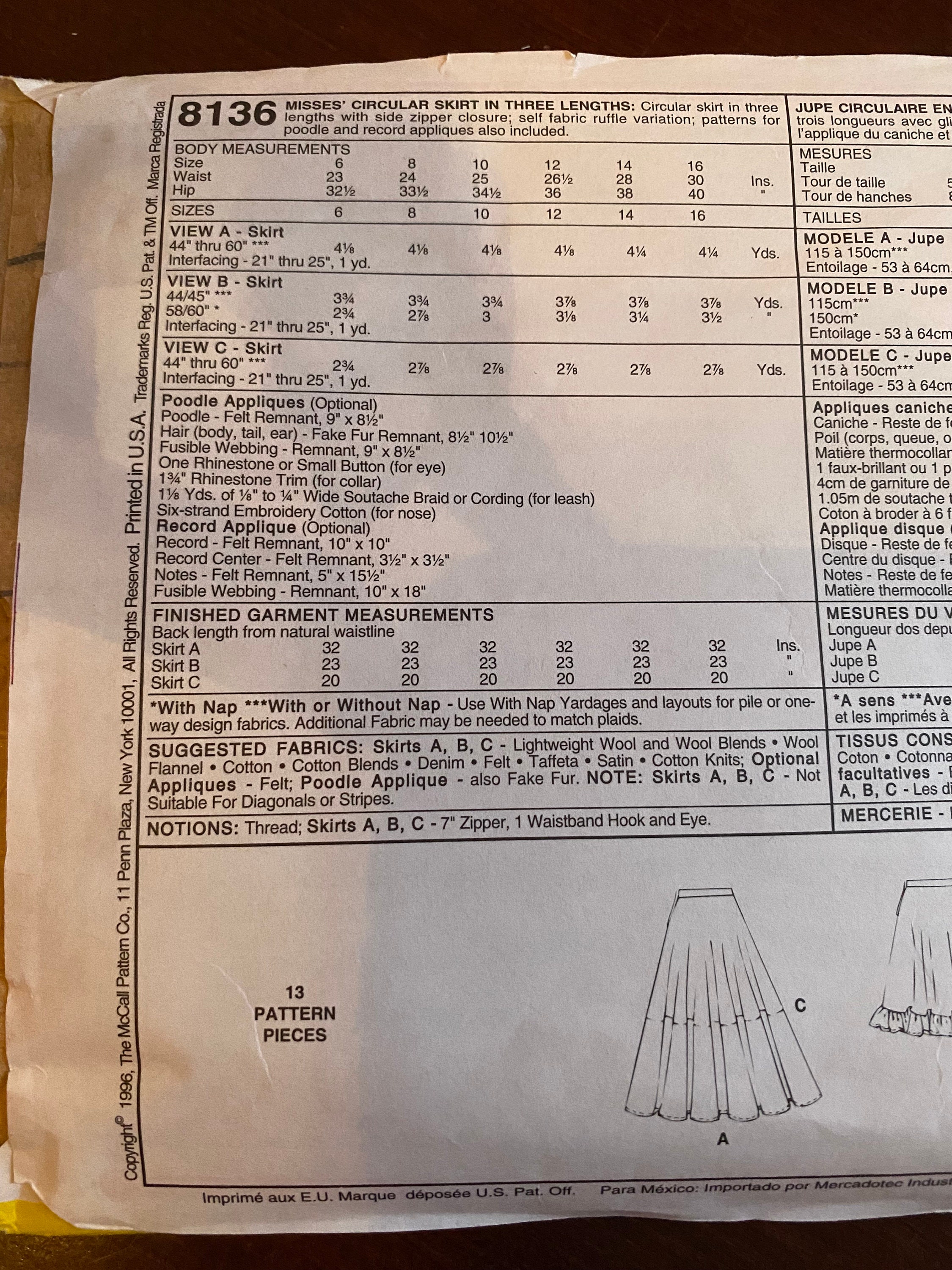 Vintage 1960s Grease Girl Costume Sewing Pattern: Mccall 8136, Size 16 ...