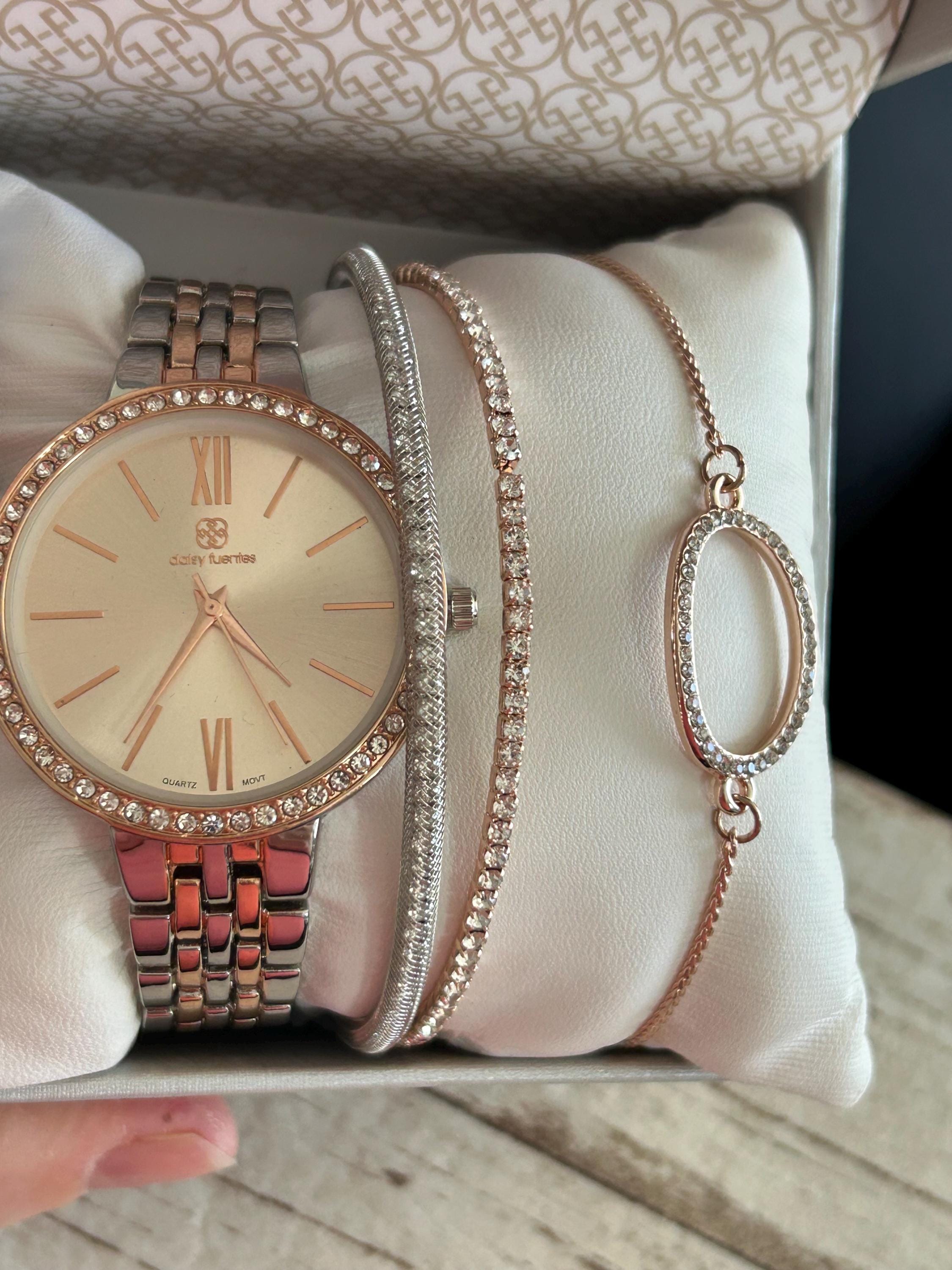 Daisy Fuentes Rose Gold Pink Leather Watch and Bracelet Set Daisy Fuentes watch and bracelet set New | Mercari main image 3