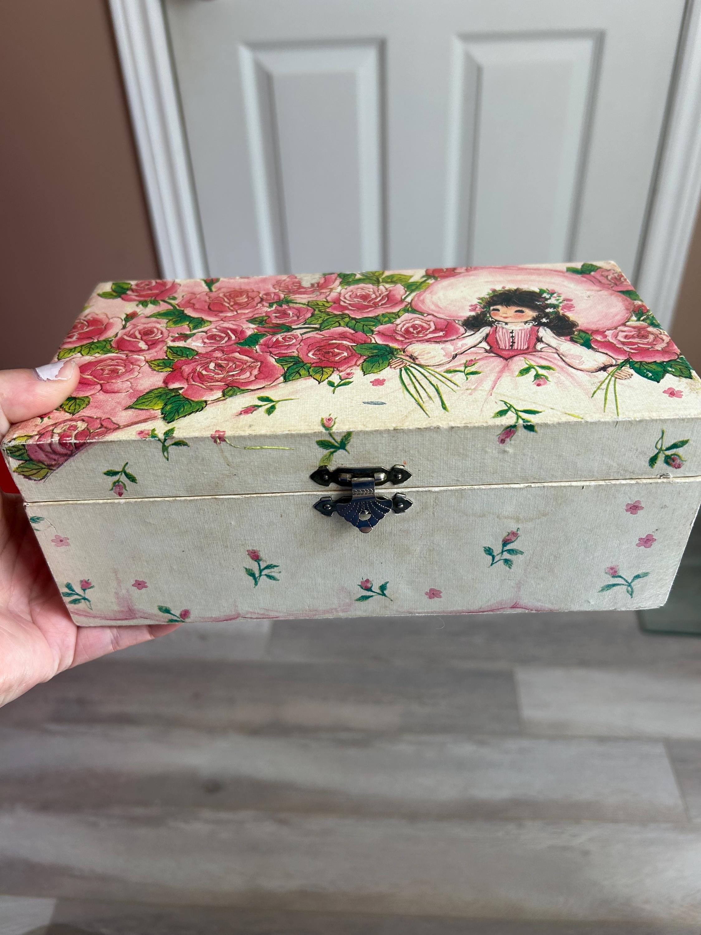 Vintage 1976 Ballerina Music Box: Pink Floral Jewelry Organizer - Etsy