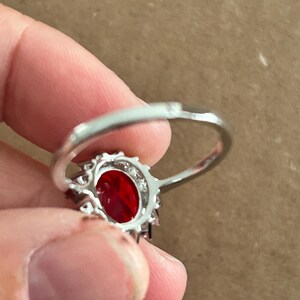 Ruby Silver Statement Ring, July Birthstone, Size 9 3/4 image 3