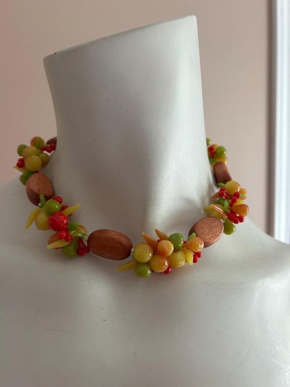 Vintage Orange Beaded Choker Necklace: West Germany Stamp