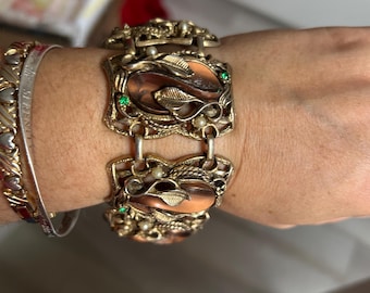 Edwardian Selro Brass Bracelet with Stones (7.5 inch)