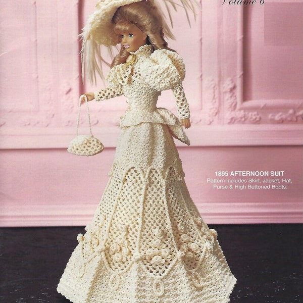 crochet pattern PDF-Edwardian Fashion doll Barbie gown crochet vintage pattern-Crochet blueprint-Doll dress pattern vol 6