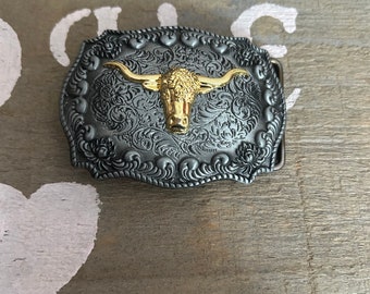ANIMAL BISSON belt buckle, silver southwestern belt buckle, leather belt buckle, his or hers gift idea, cowboy rodeo, birthday gift