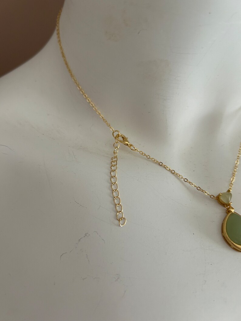 JADE JEWELRY good luck jewelry, vintage cameo gold necklace, gold dainty woman box chain, vintage cameo necklace jewelry, gift for her image 6