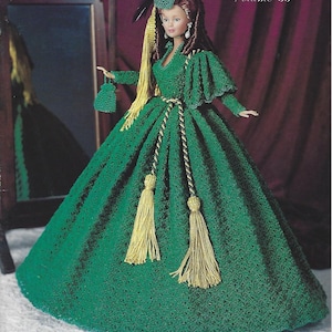 crochet pattern PDF-Christmas Fashion doll Barbie gown crochet vintage pattern-Crochet blueprint-Doll dress pattern-Anniversary gift for her
