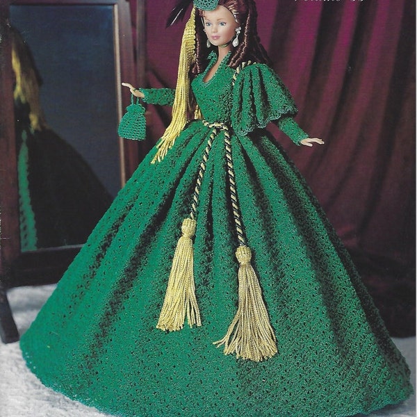 Häkelanleitung PDF-Weihnachtsmode Puppe Barbie Kleid Häkelanleitung Vintage Anleitung-Blaupause-Puppenkleid Anleitung-Jubiläum Geschenk für Sie