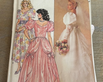WEDDING DRESS 1986 size 16 sewing pattern PDF, Butterick pattern 3685 , woman formal dress, vintage clothing, gift for her, bride gift