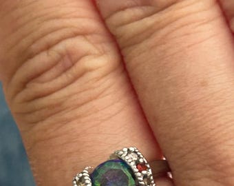 Ruby STATEMENT RING, damesring maat 7, bandring, vintage ring, rode sieraden, cadeau voor haar, Moederdagcadeau, geboortesteen juli, Ashley3535
