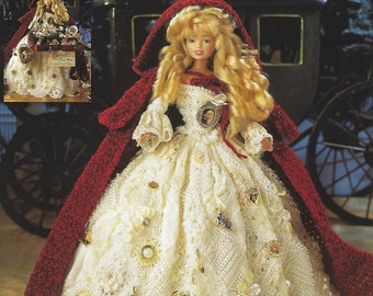 crochet pattern PDF-Christmas Fashion doll Barbie gown crochet vintage pattern-Crochet blueprint-Doll dress pattern-Christmas gift for her