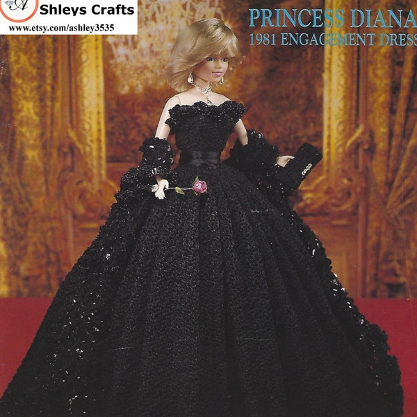 GEHAAKT PATROON PDF-Fashion pop Barbie jurk gehaakt vintage patroon-Gehaakte blauwdruk-Pop jurk patroon-Verjaardag cadeau voor haar