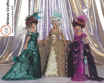 crochet pattern PDF-Edwardian Fashion doll Barbie gown crochet vintage pattern-Crochet blueprint-Doll dress pattern-Anniversary gift for her