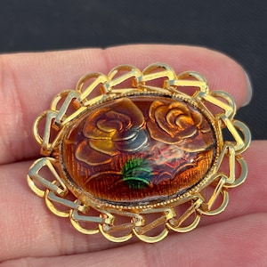 Viktorianische Goldbarrenbrosche – Filigrane Emaille-Anstecknadel, Vintage-Schmuck