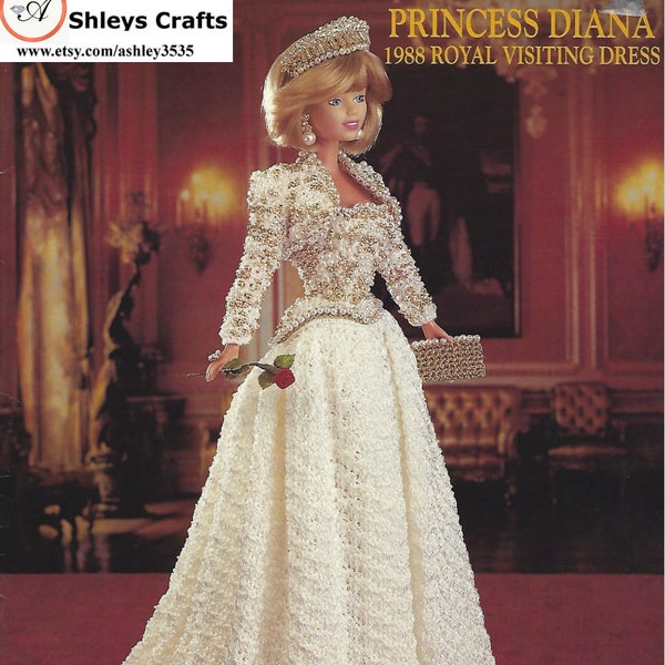 uncinetto modello PDF-Fashion doll Barbie abito uncinetto modello vintage-Crochet blueprint-Doll vestito modello-Anniversario regalo per lei