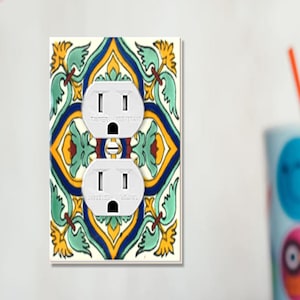 Handcrafted Spanish Talavera Design Light Switch Cover Artisan Outlet Cover Authentic Mexican Décor Accent with Reduced U.S. Shpg image 1