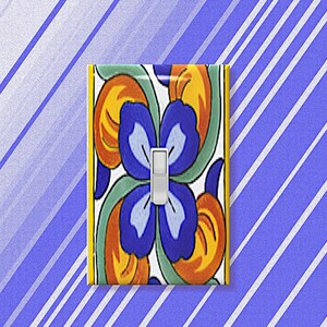 Apricot and Blue Talavera Switch Plate Cover, Outlet Cover, Kitchen Wall Decor, Home Gift, Wall Plate, Mexican Art Print, Light Switch Cover image 2