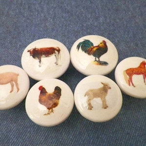 Barnyard animals knobs, cute farmhouse kitchen decor, country themed cabinet knobs, dresser drawer knobs cow-sheep-chicken-horse-pig-goat White