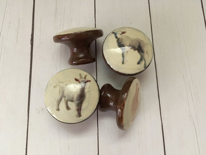 Barnyard animals knobs, cute farmhouse kitchen decor, country themed cabinet knobs, dresser drawer knobs cow-sheep-chicken-horse-pig-goat image 3