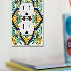 Handcrafted Spanish Talavera Design Light Switch Cover Artisan Outlet Cover Authentic Mexican Décor Accent with Reduced U.S. Shpg SO Single Outlet