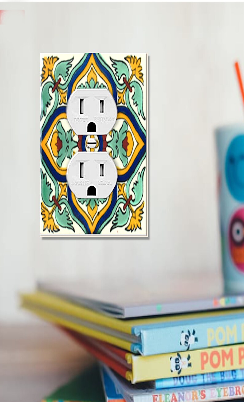 Handcrafted Spanish Talavera Design Light Switch Cover Artisan Outlet Cover Authentic Mexican Décor Accent with Reduced U.S. Shpg SO Single Outlet