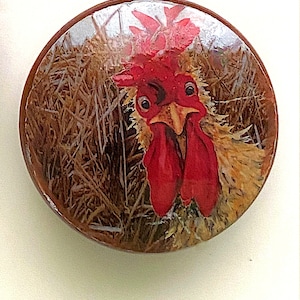 Country Farmhouse Knobs Decor Curious Rooster, Decor, Kitchen Cabinet Knobs Pantry Drawer and Cabinet Knobs, Bathroom Decor, Chicken Decor image 1