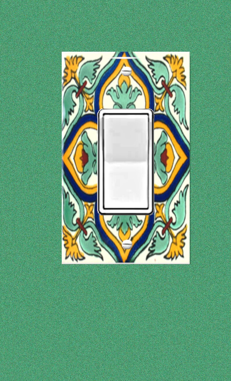 Handcrafted Spanish Talavera Design Light Switch Cover Artisan Outlet Cover Authentic Mexican Décor Accent with Reduced U.S. Shpg SR Single Rocker