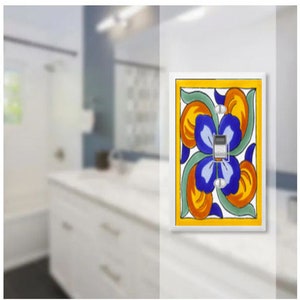 Apricot and Blue Talavera Switch Plate Cover, Outlet Cover, Kitchen Wall Decor, Home Gift, Wall Plate, Mexican Art Print, Light Switch Cover image 3