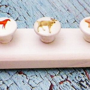 Barnyard animals knobs, cute farmhouse kitchen decor, country themed cabinet knobs, dresser drawer knobs cow-sheep-chicken-horse-pig-goat image 7