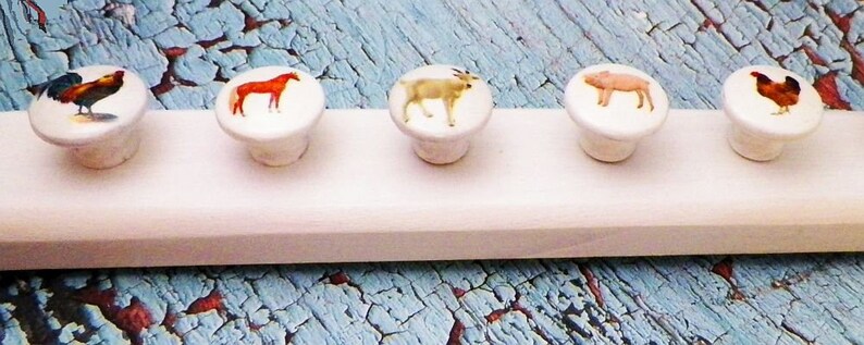 Barnyard animals knobs, cute farmhouse kitchen decor, country themed cabinet knobs, dresser drawer knobs cow-sheep-chicken-horse-pig-goat image 7