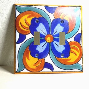 Apricot and Blue Talavera Switch Plate Cover, Outlet Cover, Kitchen Wall Decor, Home Gift, Wall Plate, Mexican Art Print, Light Switch Cover image 5