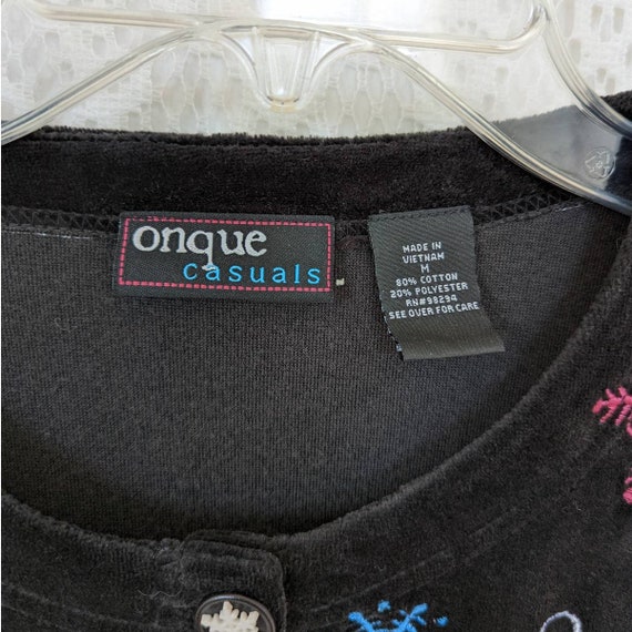 Onque Casuals Vintage 90s Black Velvet Snowflake … - image 3