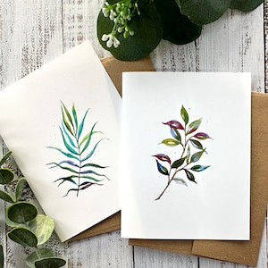 lot de 2 - cartes de voeux vierges imprimées au format A2, illustrations de feuilles, cartes de remerciement 4,25 x 5,5 pouces