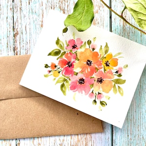 3er Set, Original, handgemaltes Aquarell, bunt Floral, Blanko Gruß, Gute Besserung, Geburtstag, Sympathie, Danke 10x15cm