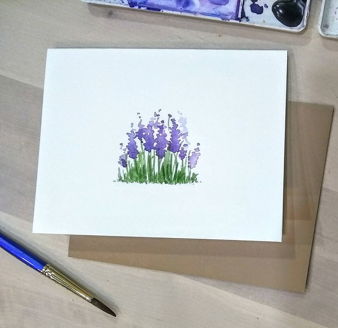 Set of 3_original Hand Painted Watercolor Lavendar Bunch | Etsy