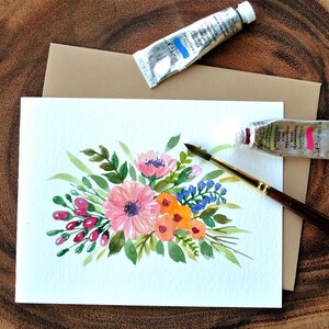 Set van 3_ originele handgeschilderde aquarel bloemen blanco groet/verjaardag/bedankkaarten 4,25 "x 5,5"