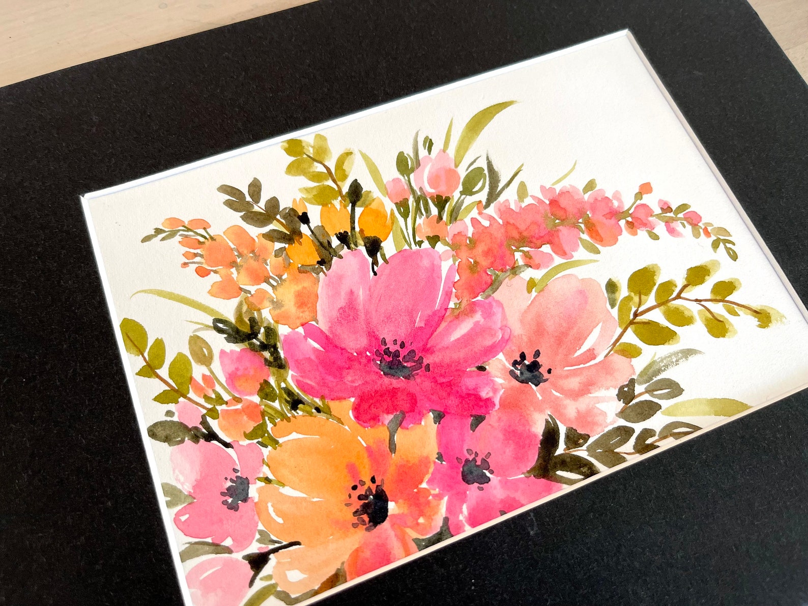 5x7 Original Hand Painted Watercolor Floral Art Wall Decor - Etsy