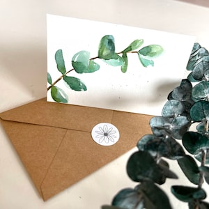 lot de 8, Aquarelle originale peinte à la main Cartes de notes vierges, notes de remerciement, eucalyptus, feuilles, sympathie, notes cadeaux 3"x4.5 » enveloppes A1