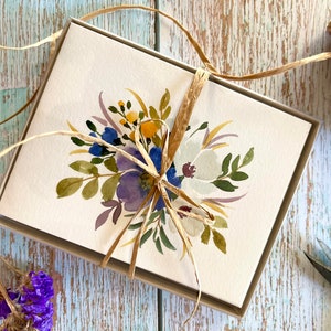 Set of 6 - Gift Pack- Original Hand Painted Watercolor Floral, Thank ...