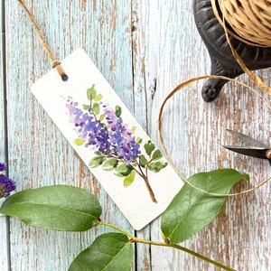 Set di 2 segnalibri floreali acquerellati a mano originali, lilla viola, fatti a mano, regalo unico per un amante dei libri, regalo per ragazza