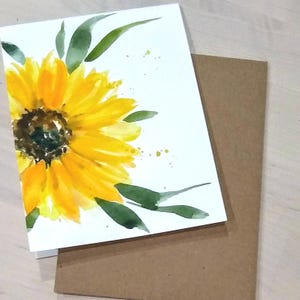 Original, peint à la main, aquarelle, tournesol, floral, voeux vierges, guérissez bientôt, carte à collectionner d'artiste, cartes de remerciement 4,25 x 5,5 pouces