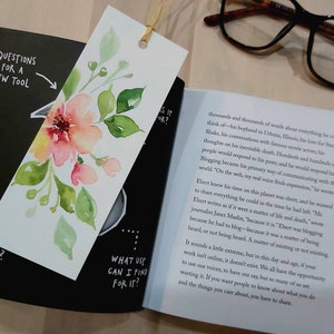 Set of 2- Original hand painted watercolor floral  bookmark , handmade, unique gift for a book lover, gift for girl