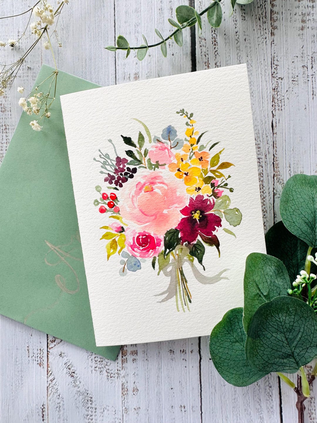 Original Hand Painted, Watercolor Floral Mother’s Day Greeting Card 5 ...