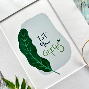 Kunstdruck, Eat your greens, Eat your greens, Küchenkunst, mintgrün, grüne Kunst, moderne Kunst, Food Art