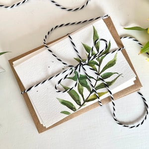 ensemble de 8, Aquarelle originale peinte à la main Cartes de notes vierges, notes de remerciement, feuilles, notes de sympathie, notes cadeaux Enveloppes A1 3"x4.5 »