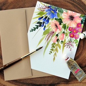 Set of 3_Original hand painted, Watercolor, Florals, flowers, blank greeting, mother'sday, Thank you, Birthday cards, set of cards 4.25"x5.5