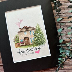 Acuarela pintada a mano original PERSONALIZADA, ilustración de hogar personalizada, retrato de casa, hogar dulce hogar, regalo de inauguración de la casa, primer retrato de hogar