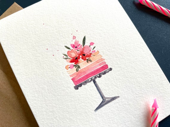 Flower Layered Birthday Cake | Greeting Card Flower Layered Birthday Cake | Greeting Card